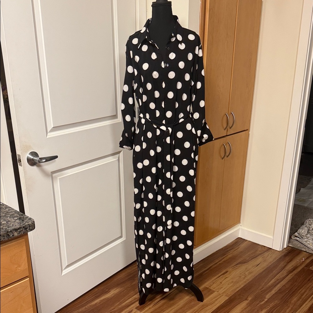 New York & Company Black and White Polka Dot Maxi Dress